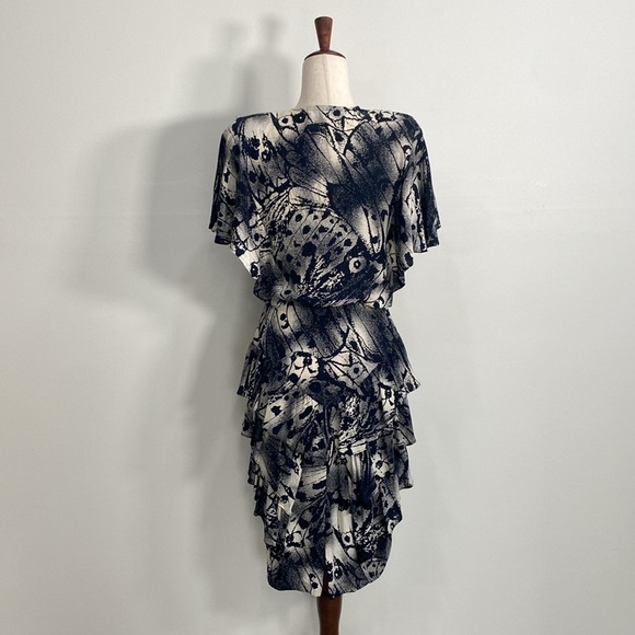 Vintage 80's Dress Flutter Sleeves Threes Company Style Women's 6 - Picture 2 of 14